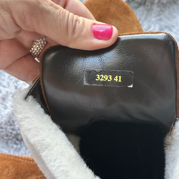 NAPOLEONI Suede Lace Up Ankle Boots With Fur Shearling Trim 10 10.5 41 $445 - Picture 3 of 11